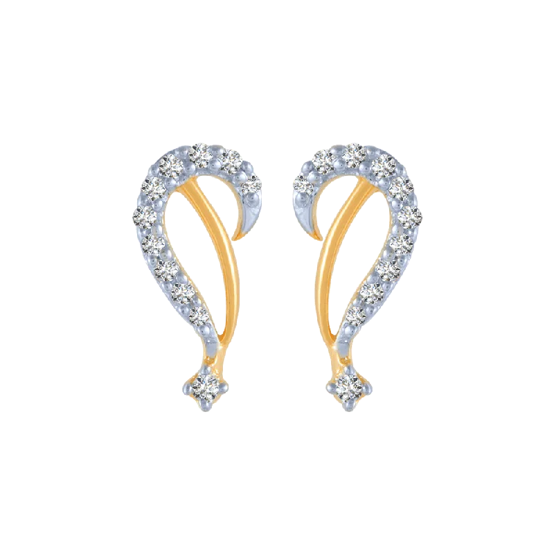 Luxury Pearl Earrings-18KT (750) Yellow Gold And Diamond Stud Earrings For Women