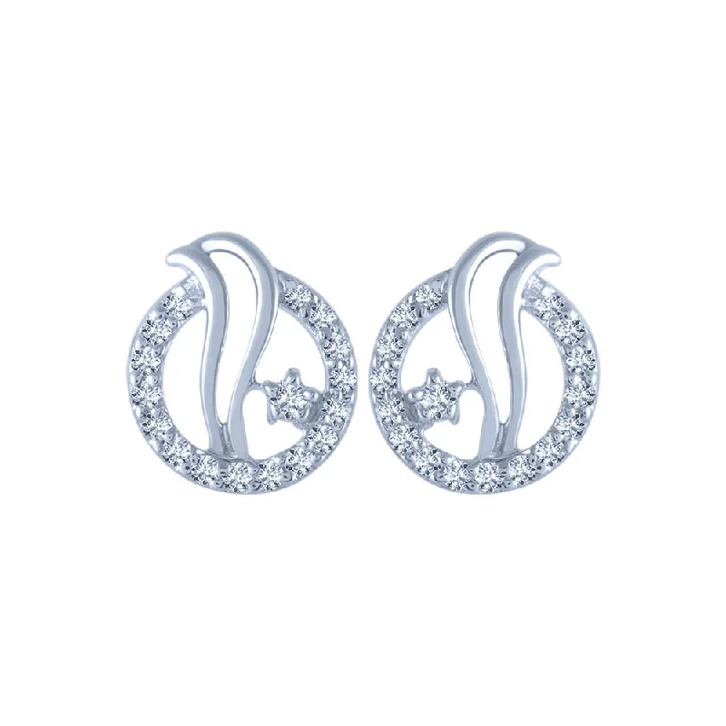 Statement Earrings for Weddings-18k (750) White Gold And Diamond Stud Earrings For Women