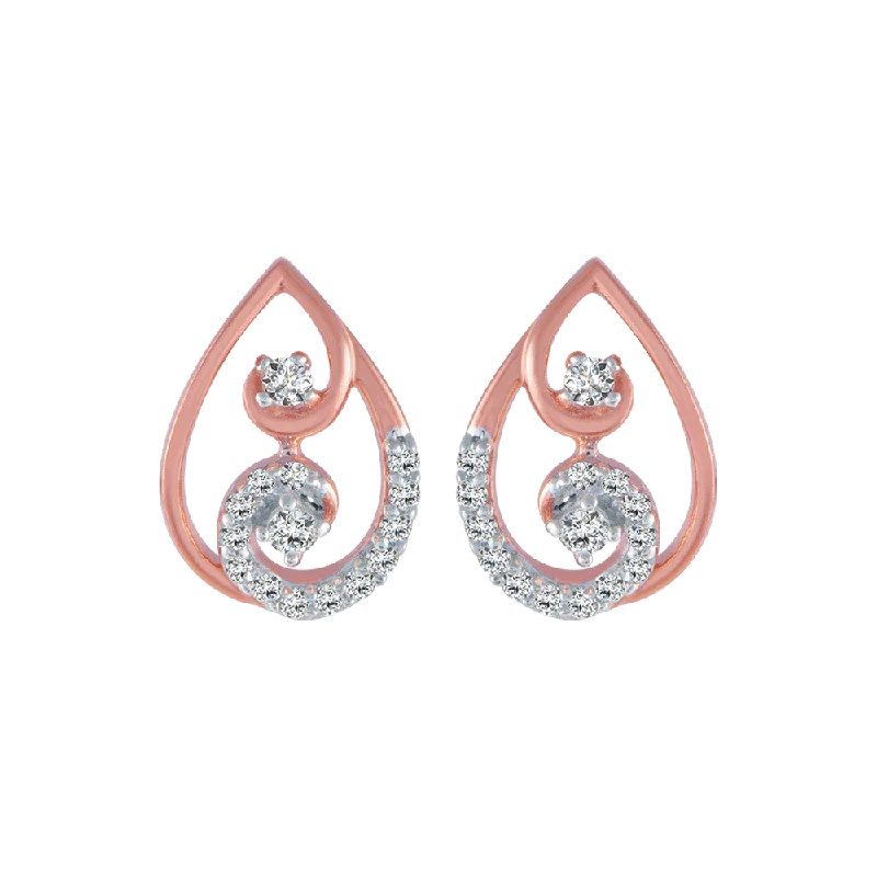 Luxury Hoop Earrings-18KT (750) Rose Gold And Diamond Stud Earrings For Women