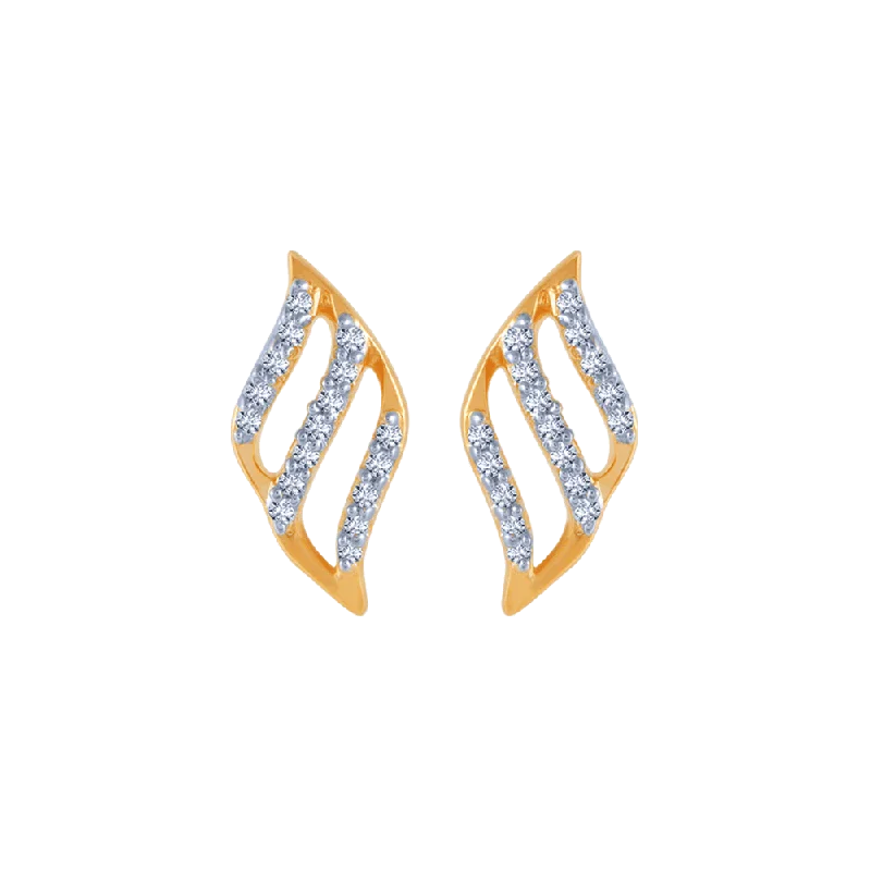 Black Gold Earrings-18KT (750) Yellow Gold And Diamond Stud Earrings For Women