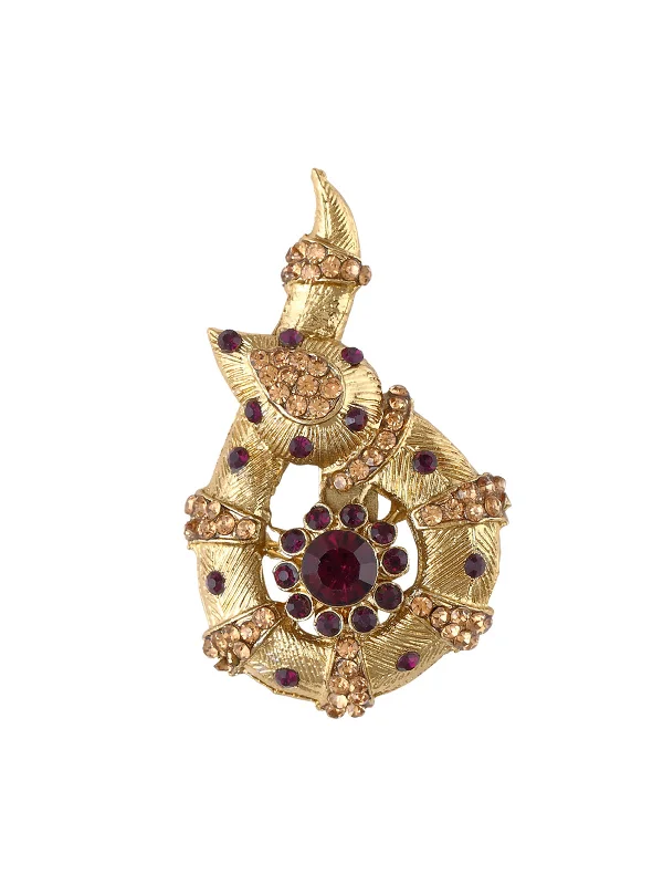 Trendy Flower Brooch for Evening Wear-Trendy Flower Brooch for Evening Wear-Unique Serpent Design Ethnic Diamond Golden Brooch