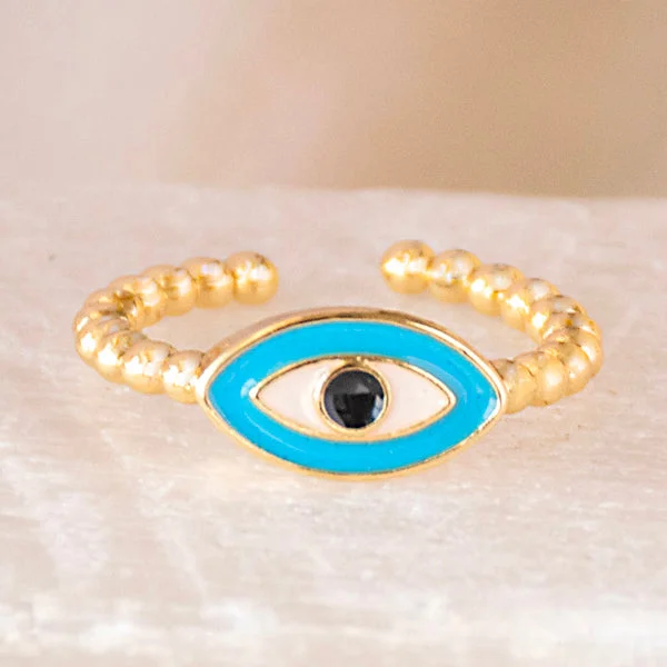 Stackable Engagement Rings-Pastel Evil Eye Ring