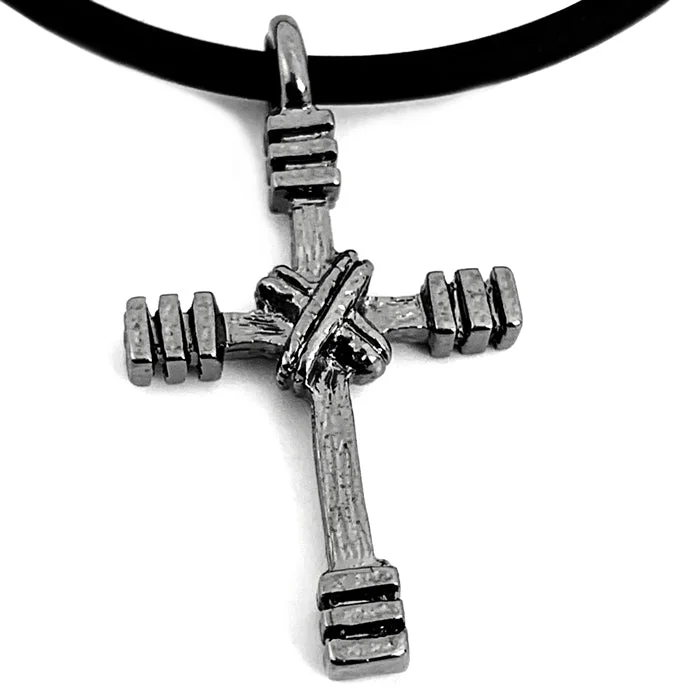 Elegant Rose Gold Necklaces-Rugged Cross Necklace Gunmetal Color Finish