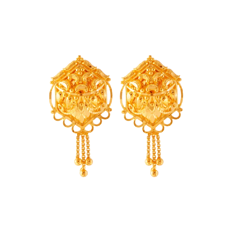 Handmade Earrings Online-22KT (916) Yellow Gold Stud Earrings For Women