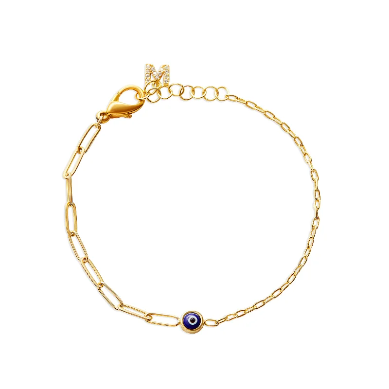 Adjustable Silver Bangles-THE EVIL EYE SPLIT CHAIN BRACELET