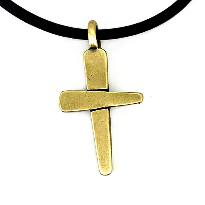 Unique Personalized Necklaces-Forgiven Cross Necklace Brass