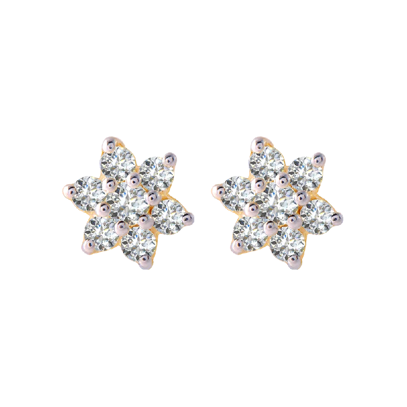 Light Blue Earrings-18KT (750) Yellow Gold And Diamond Clip-on Earrings For Women