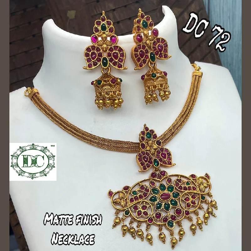 Colored Gemstone Necklaces-Diksha Collection Gold Plated Necklace Set