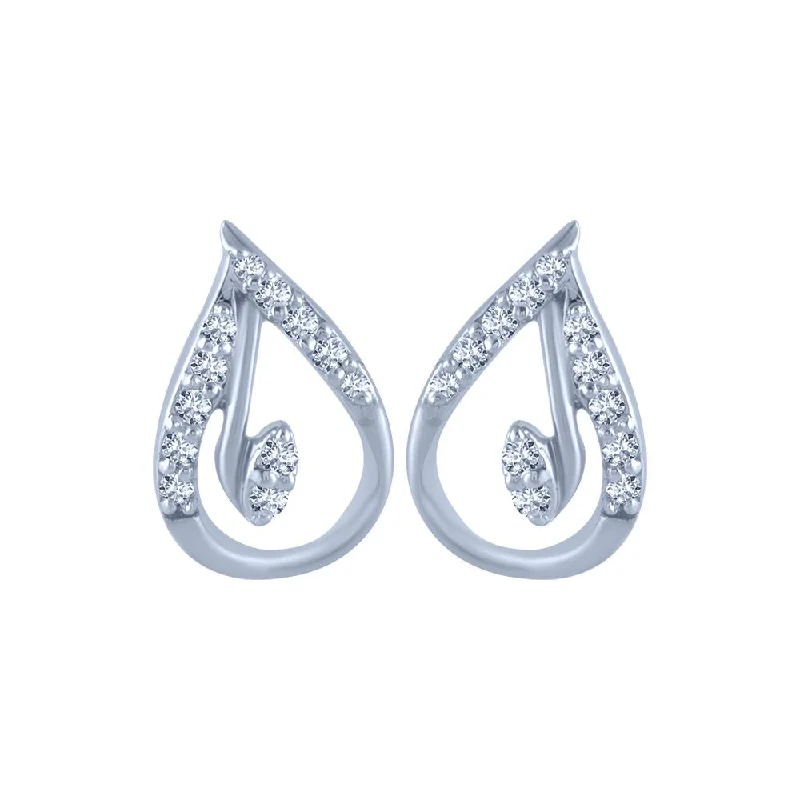 Custom Gemstone Earrings-18k (750) White Gold And Diamond Stud Earrings For Women