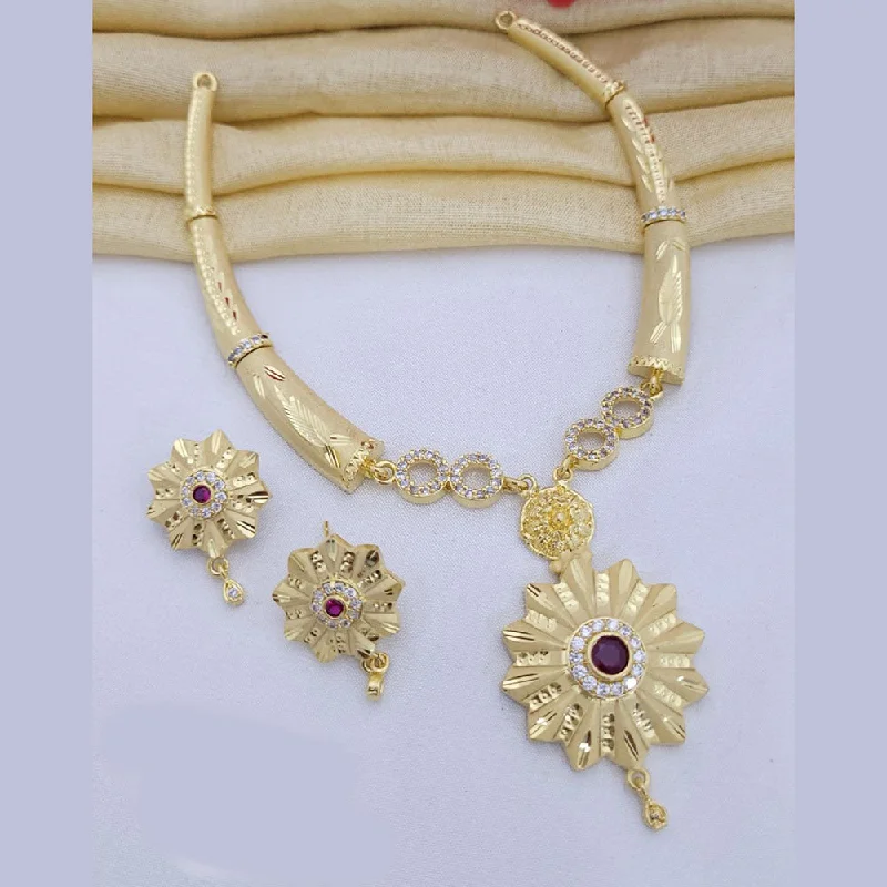 Bright Colored Necklaces-FS Collection Gold Plated Austrian Stone Necklace Set