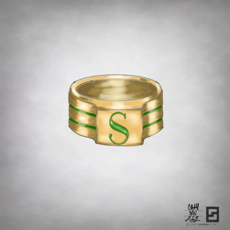 Bold Statement Rings-OATH PINKY RING WITH ENGRAVED ENAMEL