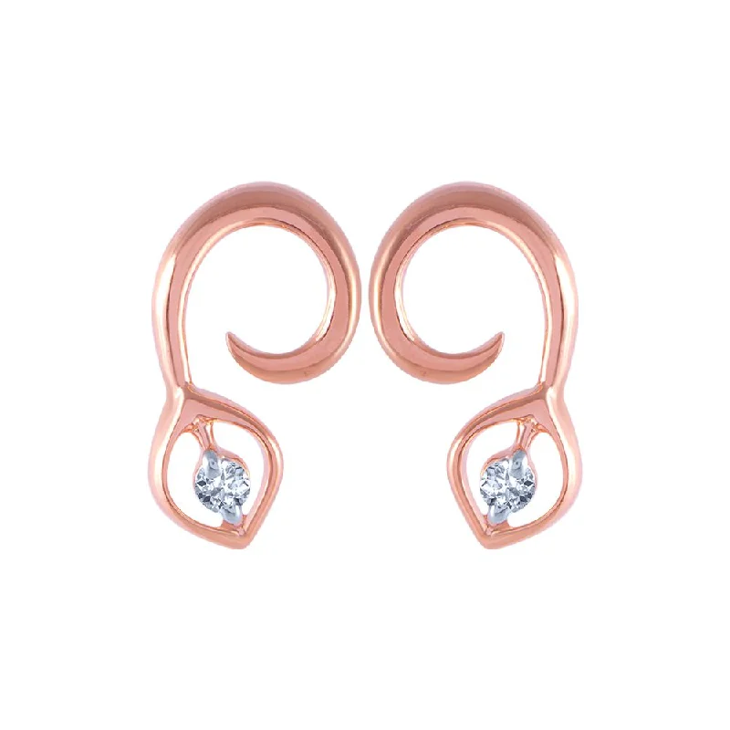 Beautiful Crystal Earrings-18k (750) Rose Gold And Diamond Stud Earrings For Women