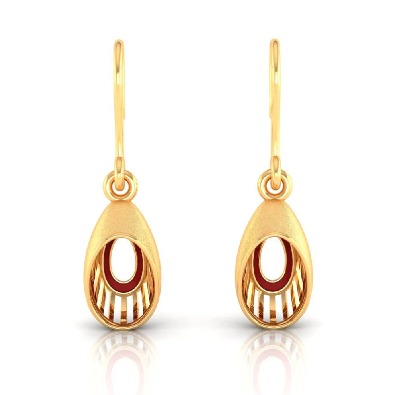 Large Statement Earrings-22k Unique Oval-shaped Gold Earrings With A Unique Pattern From Online Exclusive