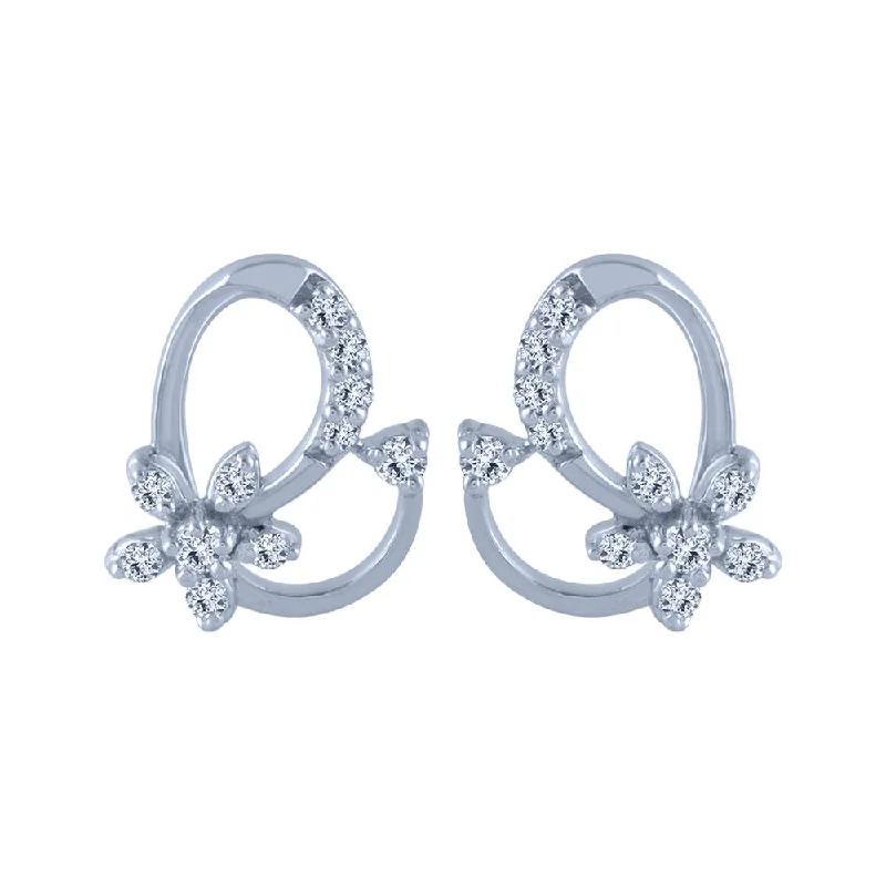 Designer Earrings Online-18k (750) White Gold And Diamond Stud Earrings For Women