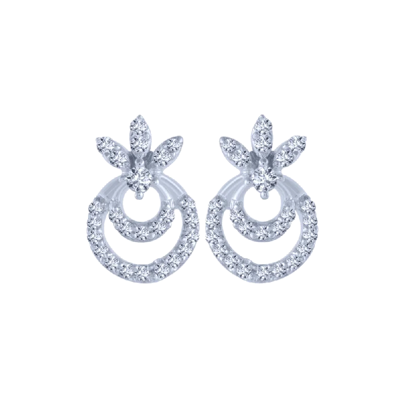 Unique Boho Earrings-18KT (750) White Gold And Diamond Stud Earrings For Women