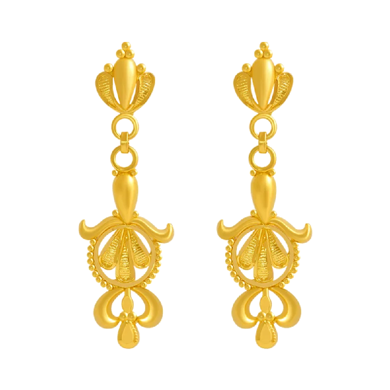 Statement Earrings for Weddings-22KT Yellow Gold Jhumki Earrings For Women