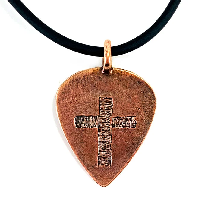 Multi-Layered Gold Necklaces-Cross Copper Guitar Pick Necklace