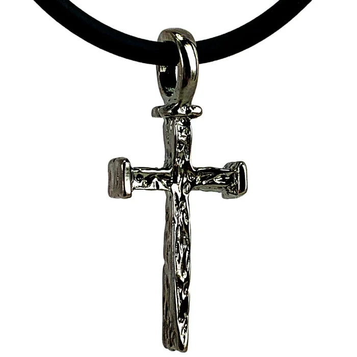 Sparkling Crystal Necklaces-Nail Cross Gunmetal Necklace