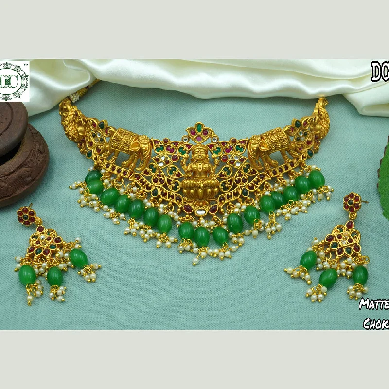 Bright Colored Necklaces-Diksha Collection Gold Plated Choker Necklace Set