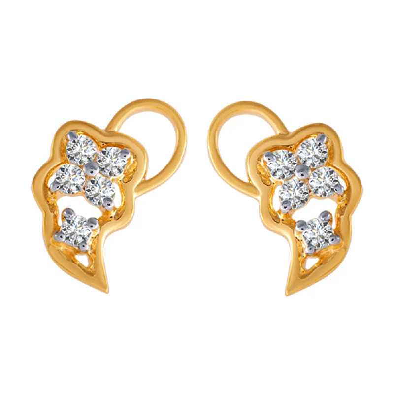 Bridal Jewelry Earrings-18KT (750) Yellow Gold And Diamond Clip-on Earrings For Women