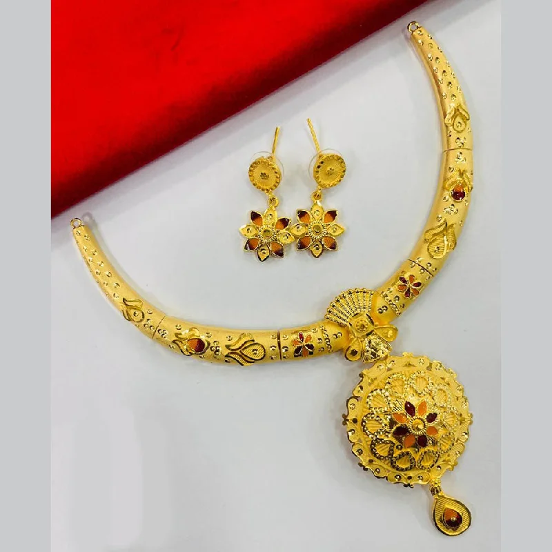 Minimalist Necklaces for Women-FS Collection Gold Plated Meenakari Necklace Set