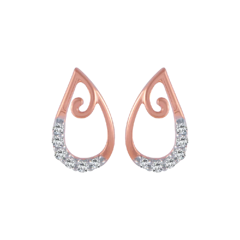 Summer Earrings for Women-18KT (750) Rose Gold And Diamond Stud Earrings For Women