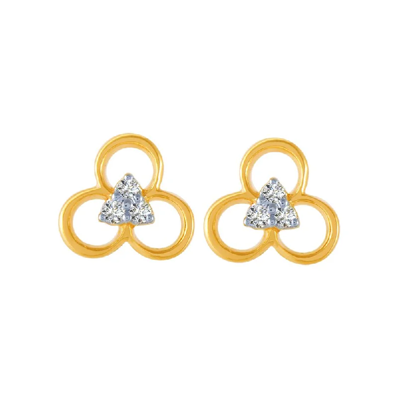 Elegant Rose Gold Earrings-18k (750) Yellow Gold And Diamond Stud Earrings For Women