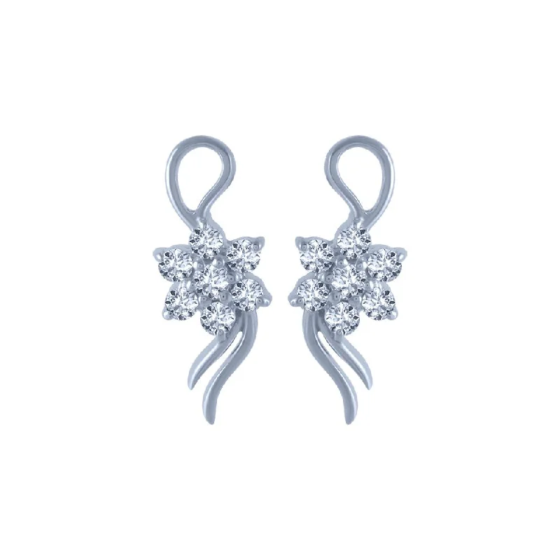 Luxury Diamond Earrings-18k (750) White Gold And Diamond Stud Earrings For Women