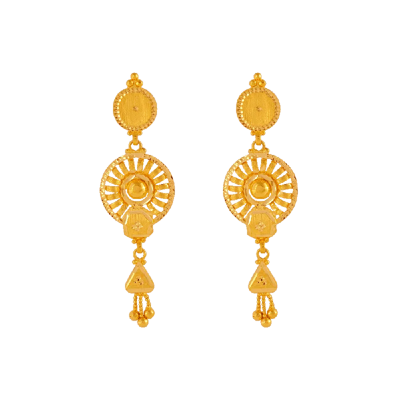 Gorgeous Long Earrings-22KT Yellow Gold Jhumki Earrings For Women