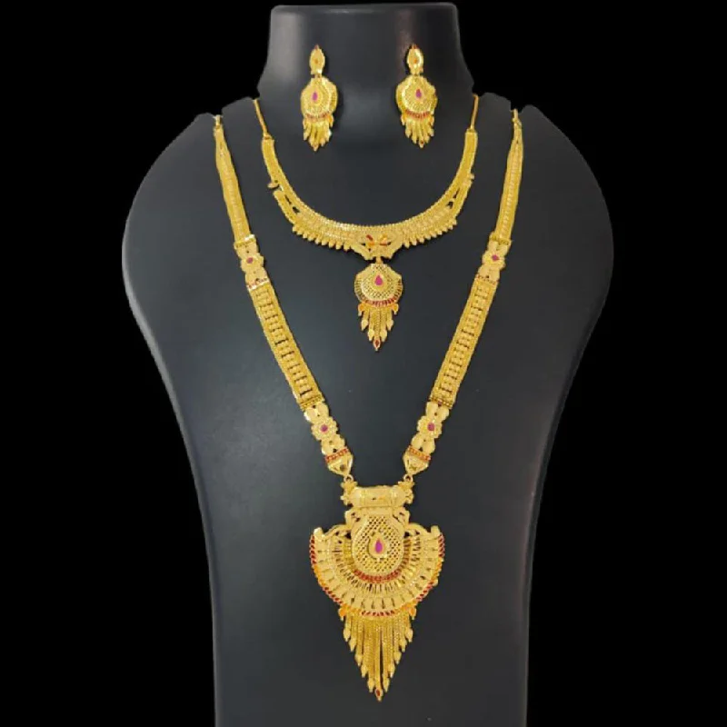 Crystal Heart Necklaces-Pari Art Jewellery Forming Double Necklace Set