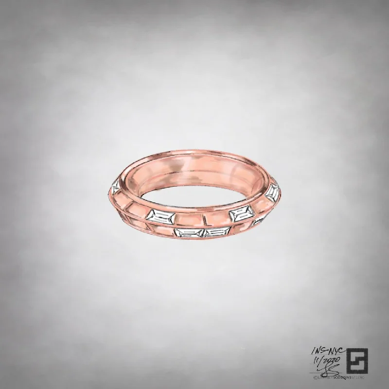 Bold Gold Rings-ENDLESS TOWER BAGUETTE DIAMOND BAND