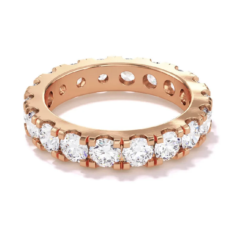 Rose Gold Engagement Rings-SIGNATURE COMFORT FIT 3.5MM ROUND BRILLIANT DIAMOND ETERNITY BAND