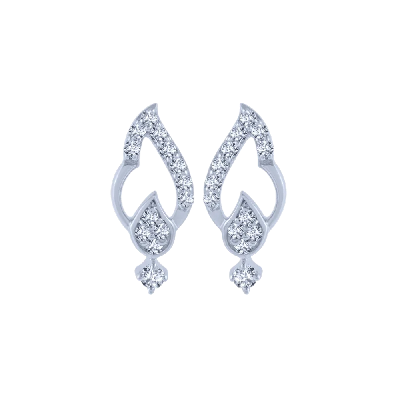 Chic Dangle Earrings-18KT (750) White Gold And Diamond Stud Earrings For Women