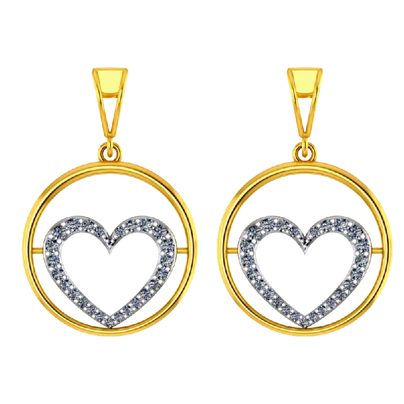 Black Pearl Earrings-Beautiful 14k Gold Circular Earrings With A Heart Shape Design In It