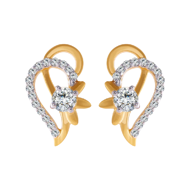 Bold Red Earrings-18KT (750) Yellow Gold And Diamond Clip-on Earrings For Women