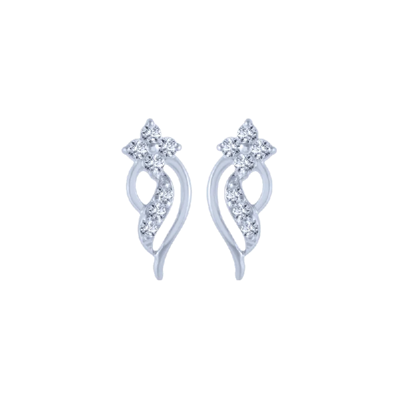 Multi-Tone Earrings-18KT (750) White Gold And Diamond Stud Earrings For Women