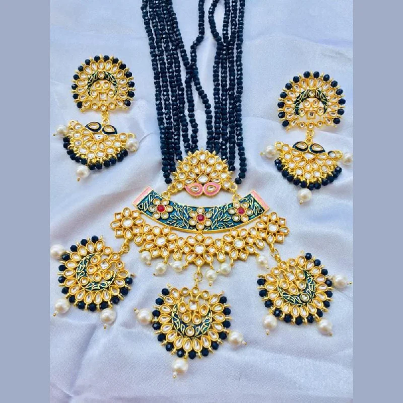 Minimalist Necklaces for Women-Sanshray Gold Plated Kundan & Meenakari Necklace Set