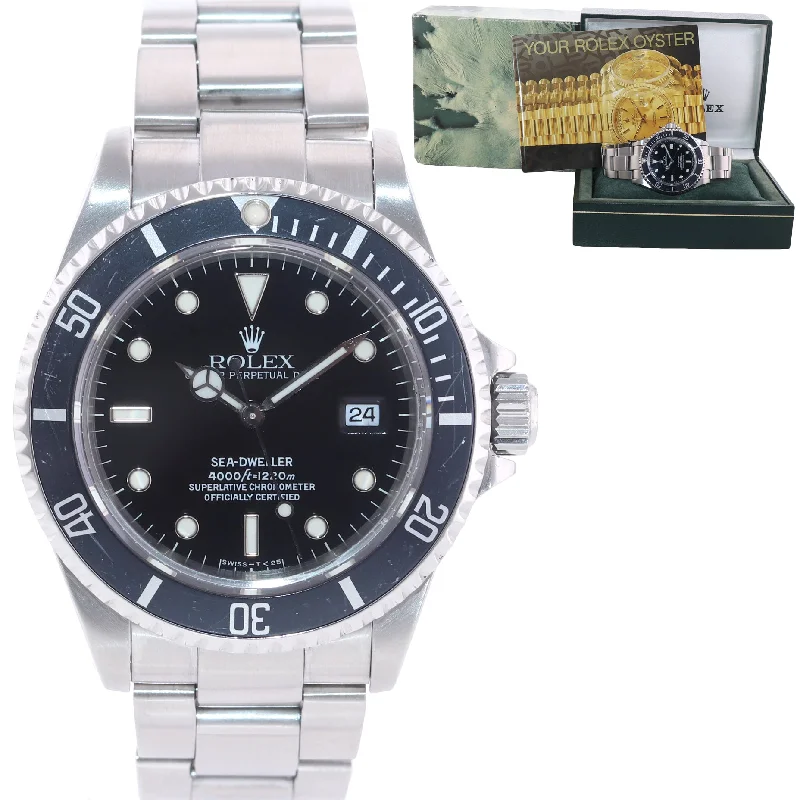 Custom Wooden Watches for Men-1994 Rolex Sea-Dweller Steel 16600 Black Date Tritium Divers Kit Watch Box