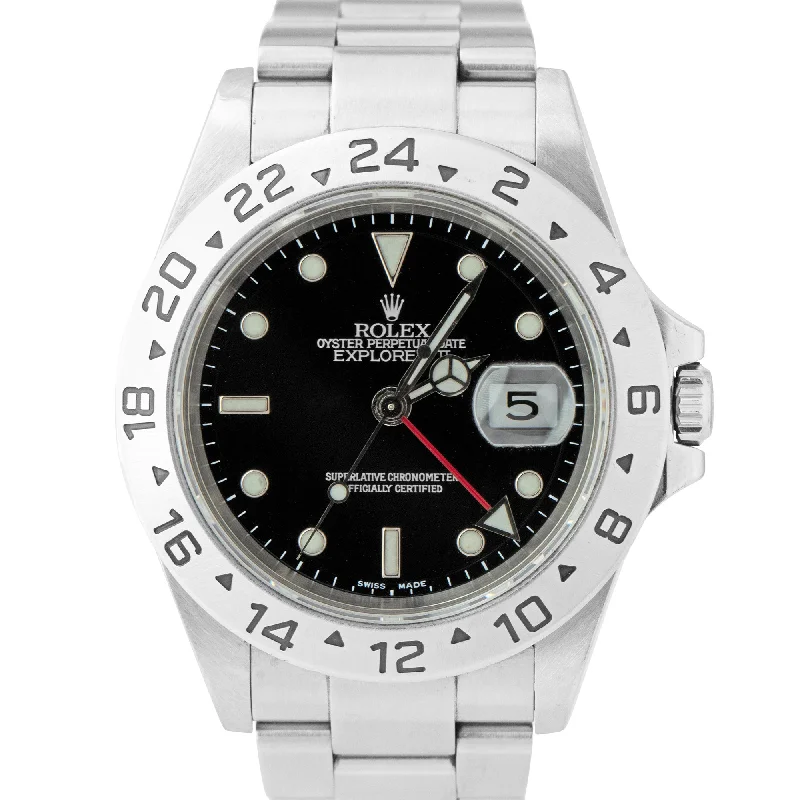 Men’s Sports Watches with GPS-Rolex Explorer II Stainless Steel Black 40mm NO-HOLES CASE Date Watch 16570