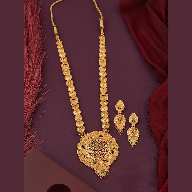 Unique Necklace Designs-Kalpna Sales Gold Plated Meenakari Necklace Set