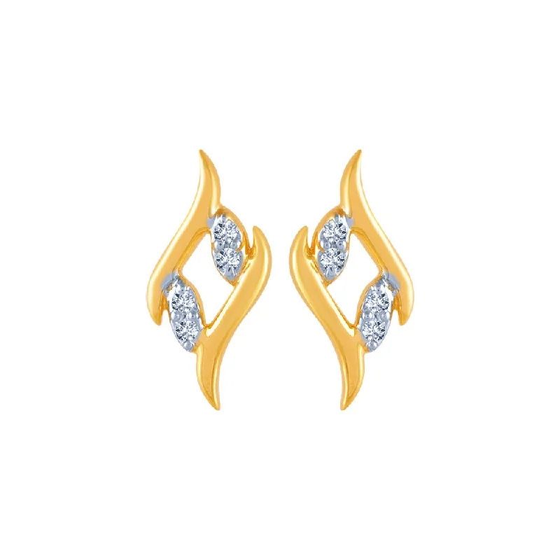 Wedding Earrings for Brides-18k (750) Yellow Gold And Diamond Stud Earrings For Women