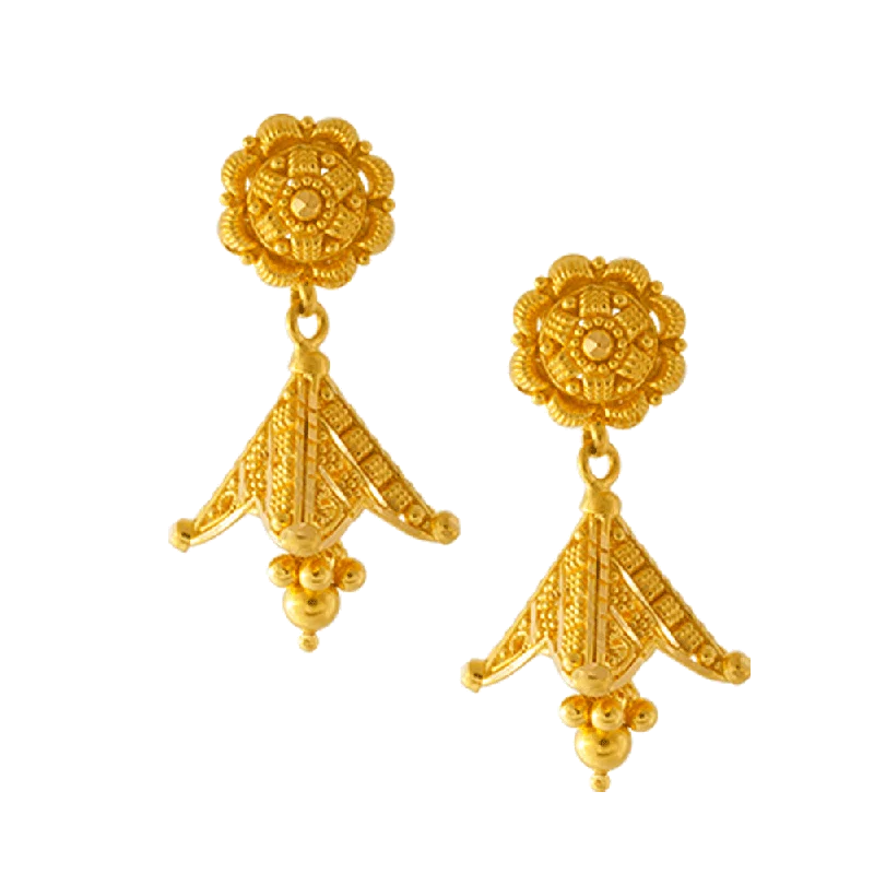 Fashion Earrings for Special Occasions-22KT Yellow Gold Jhumki Earrings For Women