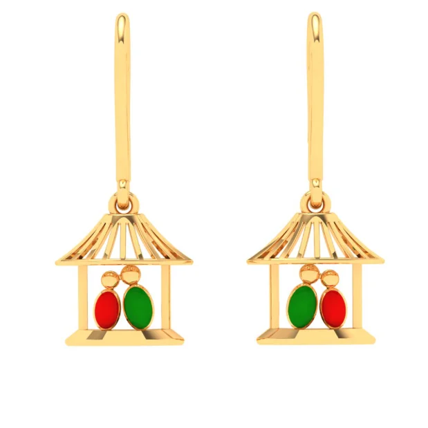 Unique Boho Earrings-Gorgeous 22k Gold Birds Motif Dangler Earrings From Goldlites Collection