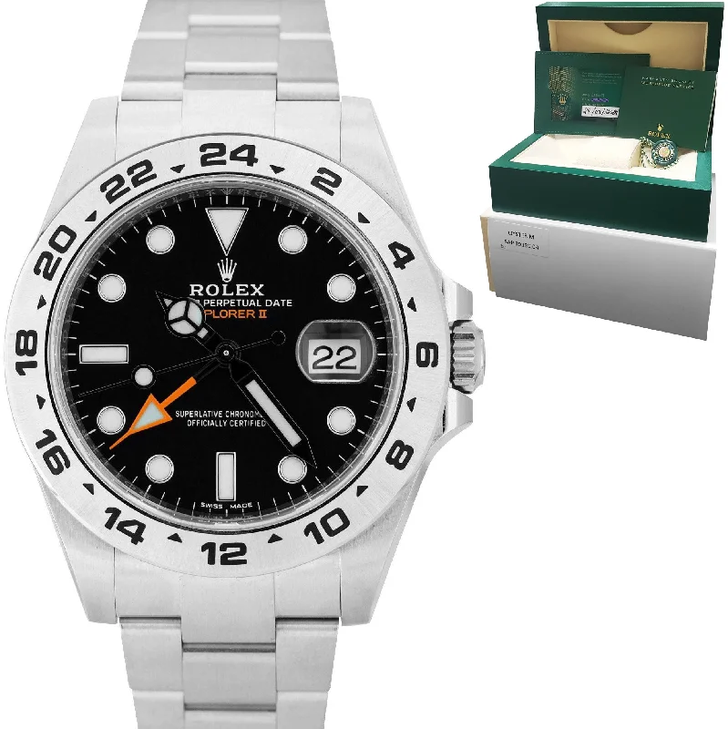 Digital Watches with Step Tracker-BRAND NEW 2021 Rolex Explorer II 42mm Black Orange GMT Date Steel Watch 216570