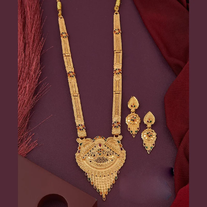 Gold-Plated Choker Necklaces-Kalpna Sales Gold Plated Meenakari Necklace Set