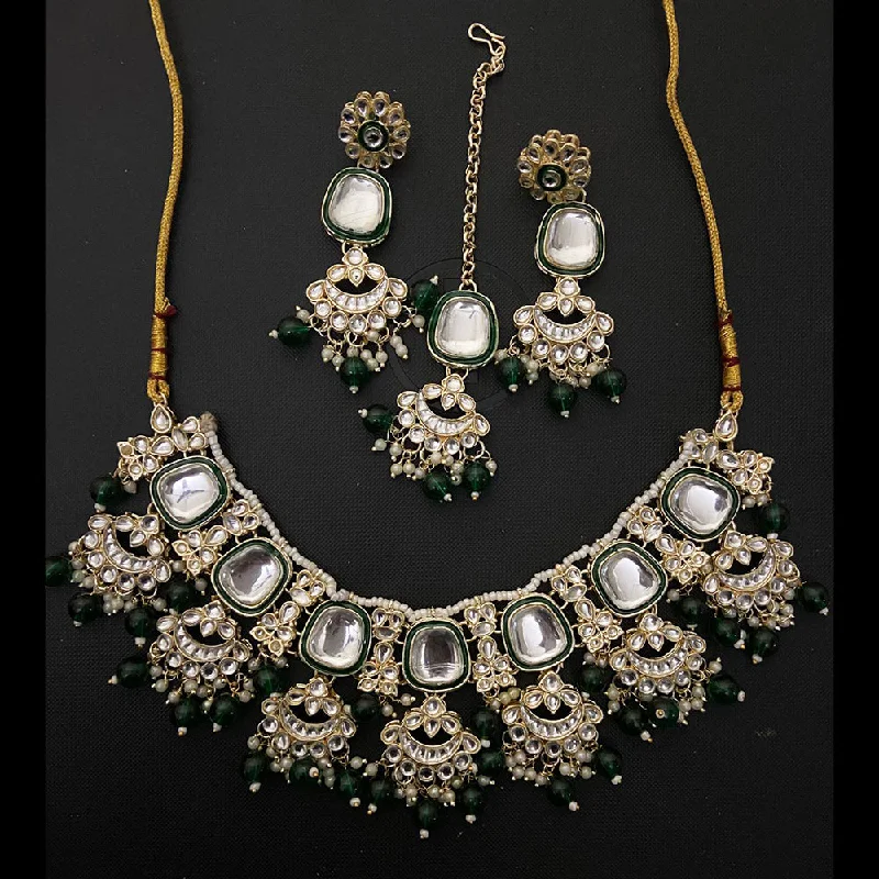 Artistic Necklaces for Women-India Art Gold Plated Kundan Necklace Set