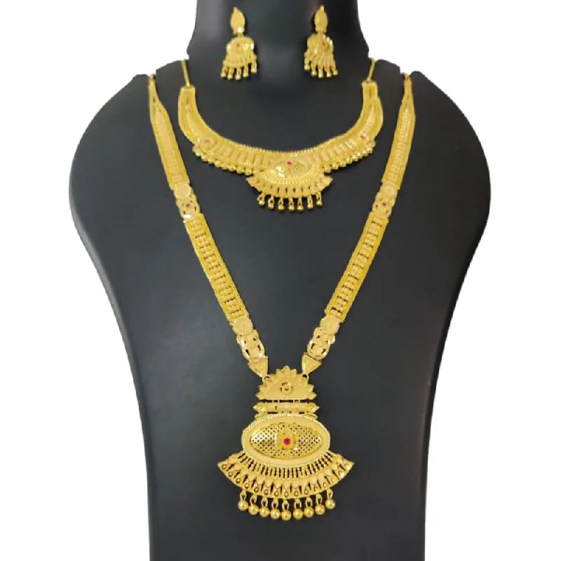 Classic Gold Necklaces-Pari Art Jewellery Forming Double Necklace Set