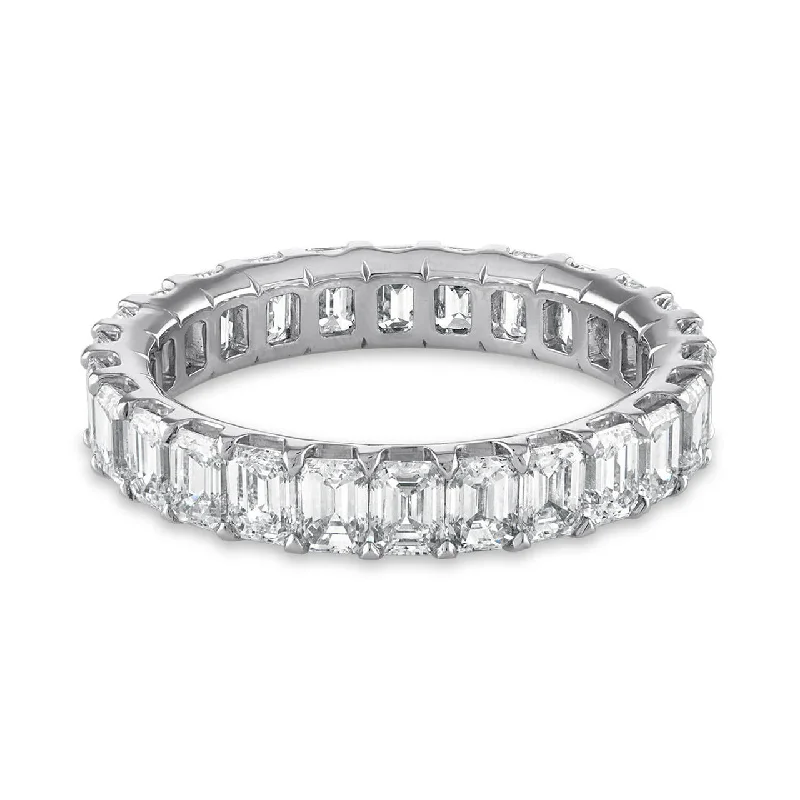 Elegant Engagement Rings-SIGNATURE COMFORT FIT EMERALD CUT ETERNITY BAND - 3.25 CTW