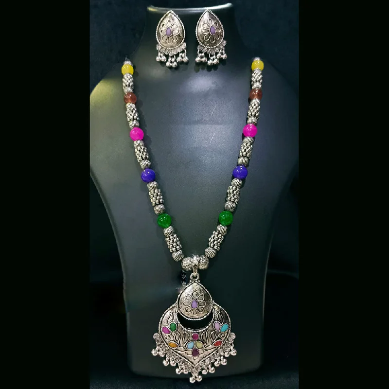 Designer Necklaces for Women-Manisha Jewellery Oxidised Plated Crystal Stone Necklace Set