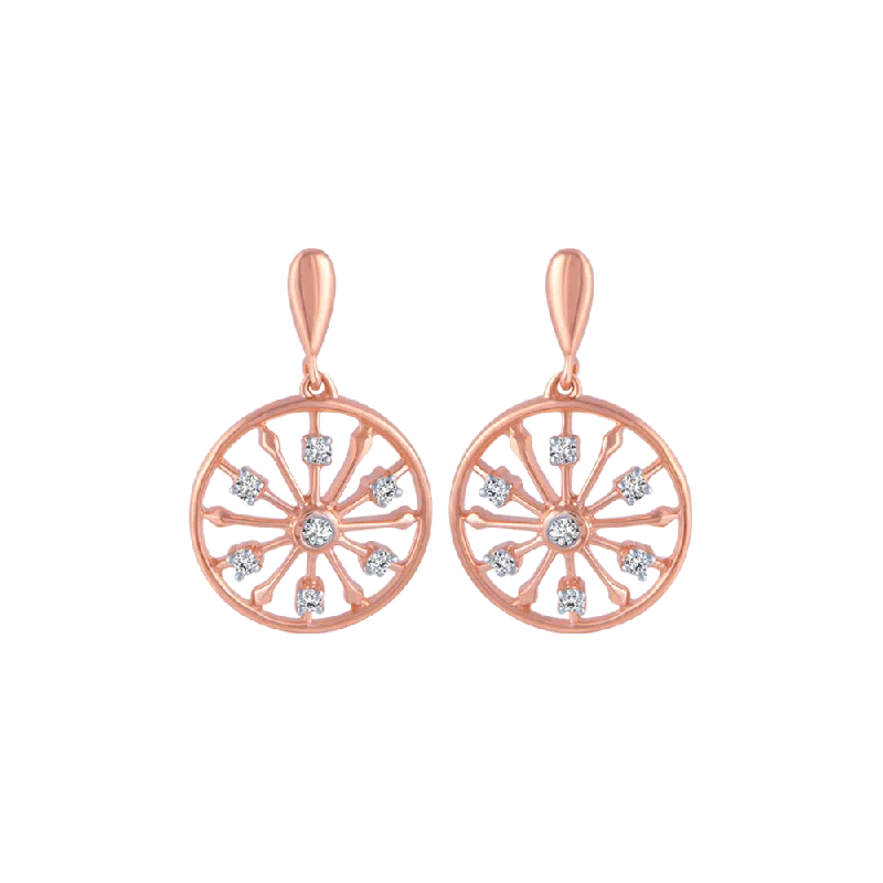 Bohemian Style Earrings-18KT (750) Rose Gold And Diamond Stud Earrings For Women